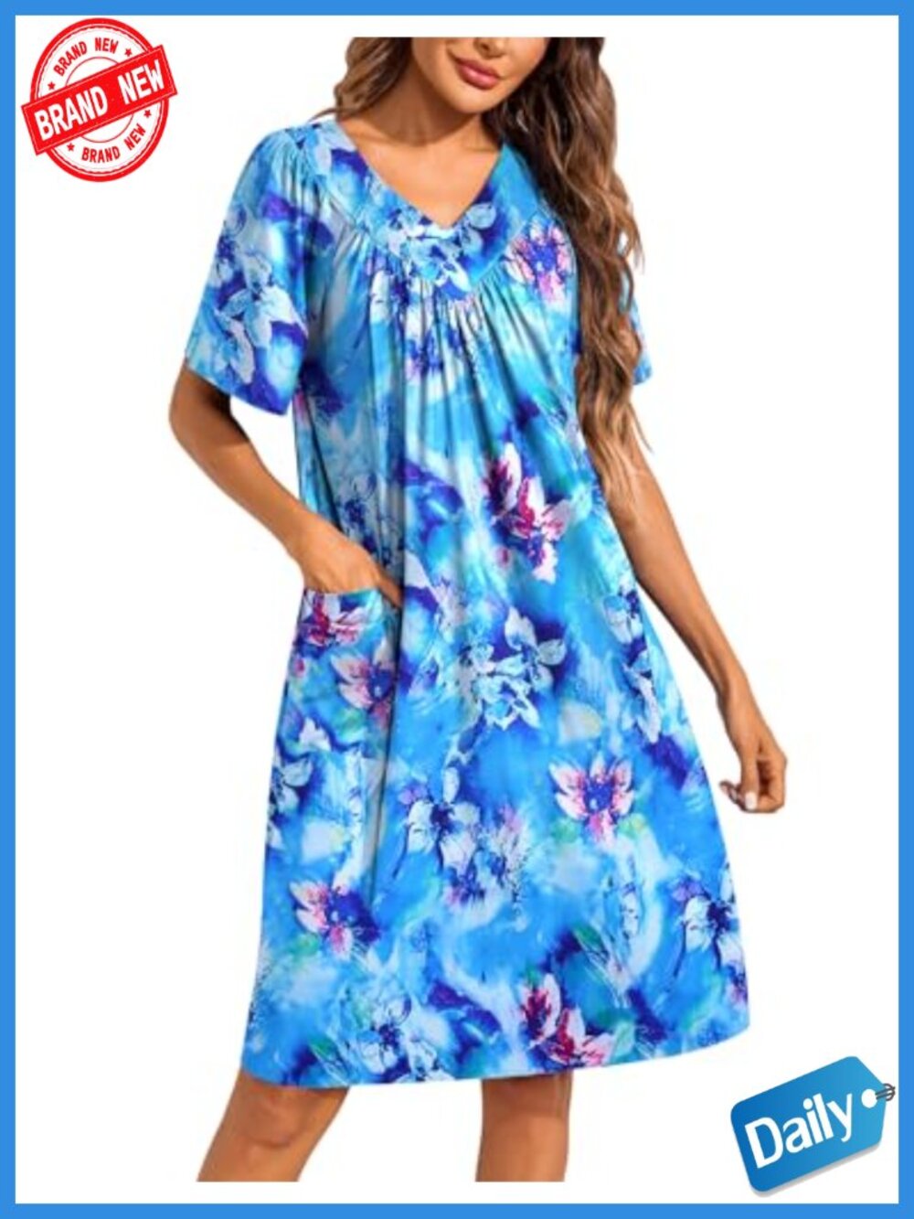 Floral Moo Moo House Dress Nightgown With Pockets